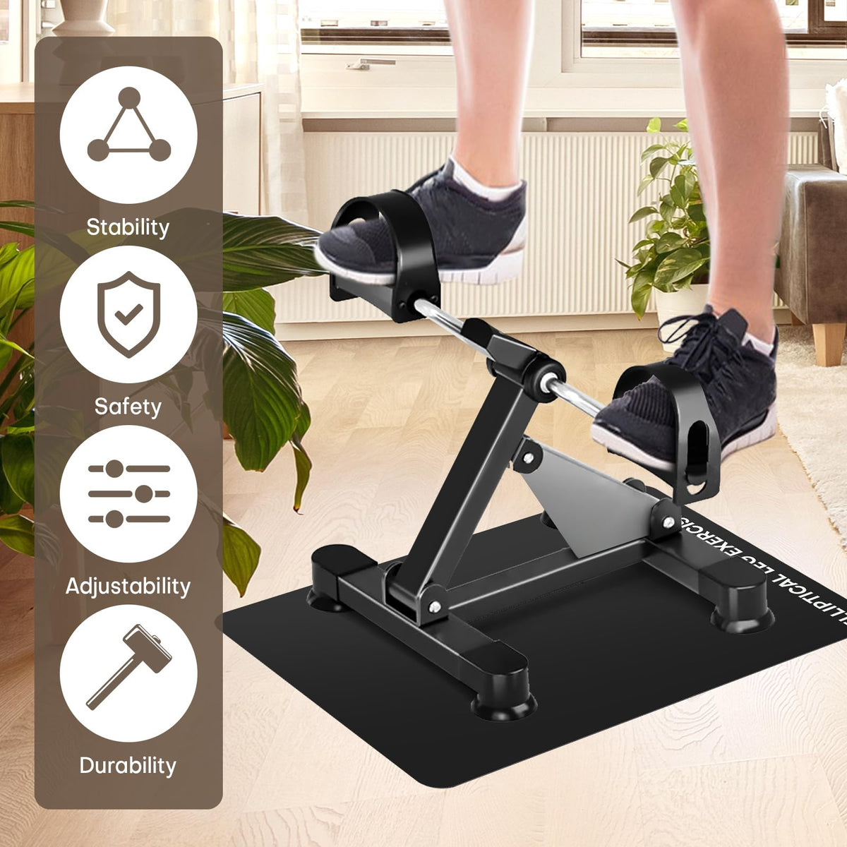 Under Desk Elliptical Mat - Non-Slip Exercise Equipment for Peloton Bike, Small Exercise Mat for Desk Workout Equipment
