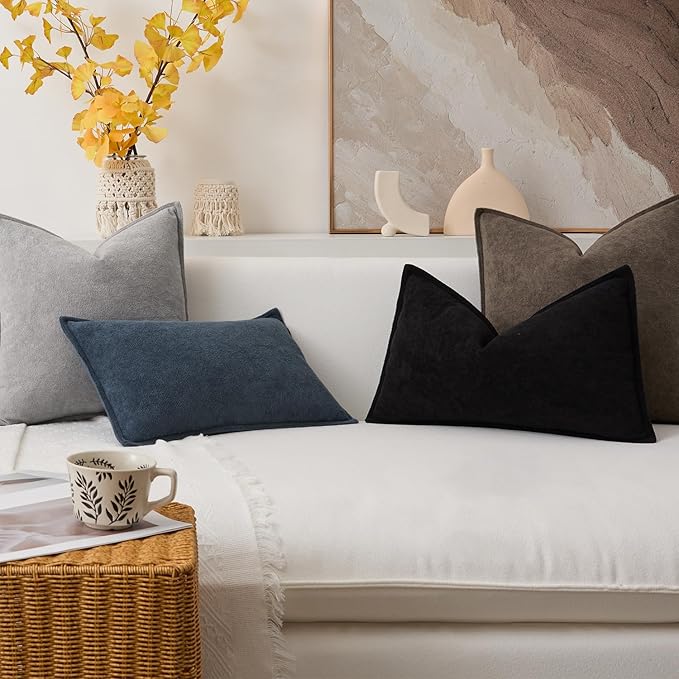 Kevin Textile Waterproof Decorative Pillow Covers Light Grey 24x24 Inch Pack of 2 Soft Boucle Textured Euro Pillowcases Elegant Accent Pillows for Couch Sofa Chair Bed Home Decor Indoor Outdoor