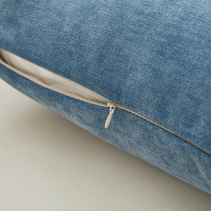 Sunday Praise Set of 2 Soft Chenille Cozy Throw Pillow Covers 20x20 Inch Solid Decorative Cushion Cases Farmhouse Accent Square Pillow Case for Couch Sofa Chair Bed Living Room Home Decor,Dusty Blue