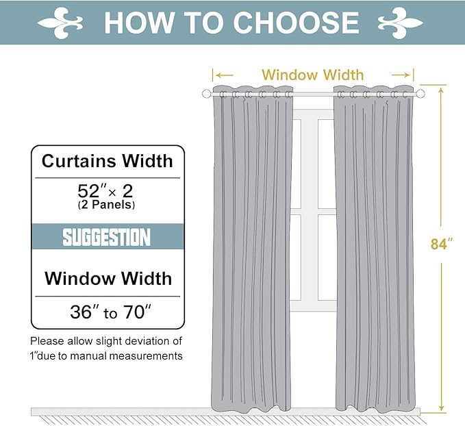 ChrisDowa Grommet Room Darkening Curtains for Bedroom and Living Room - 2 Panels Set Thermal Insulated Blackout Curtains (Greyish White, 52W x 84L)