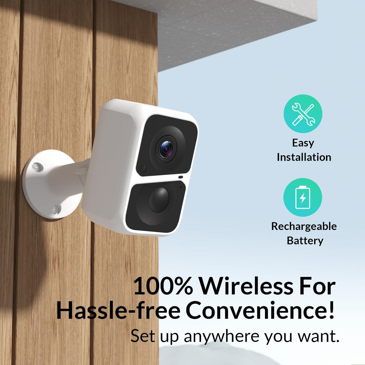 VKfoy 2K 2-Way Storage(32G Vicohome Battery-Powered WiFi Security Camera, Outdoor/Indoor with AI Motion Detection, Full