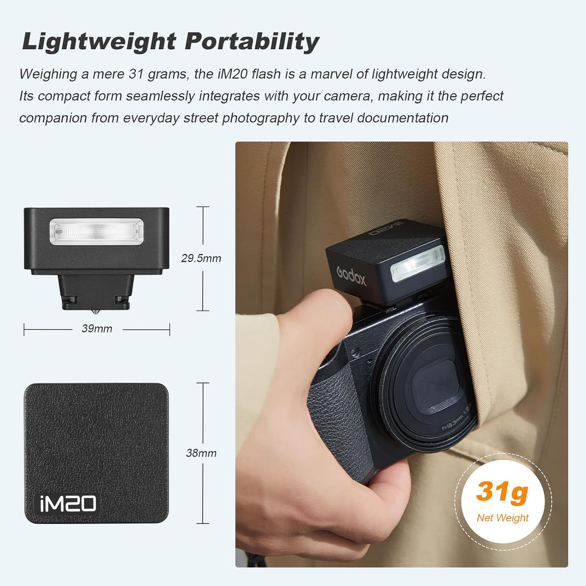 GODOX iM20 470mAh 440 5 zve10 zv1 gr3 Mini Flash for Camera with Battery Full-Power Flash Levels Mini Flash Speedlite