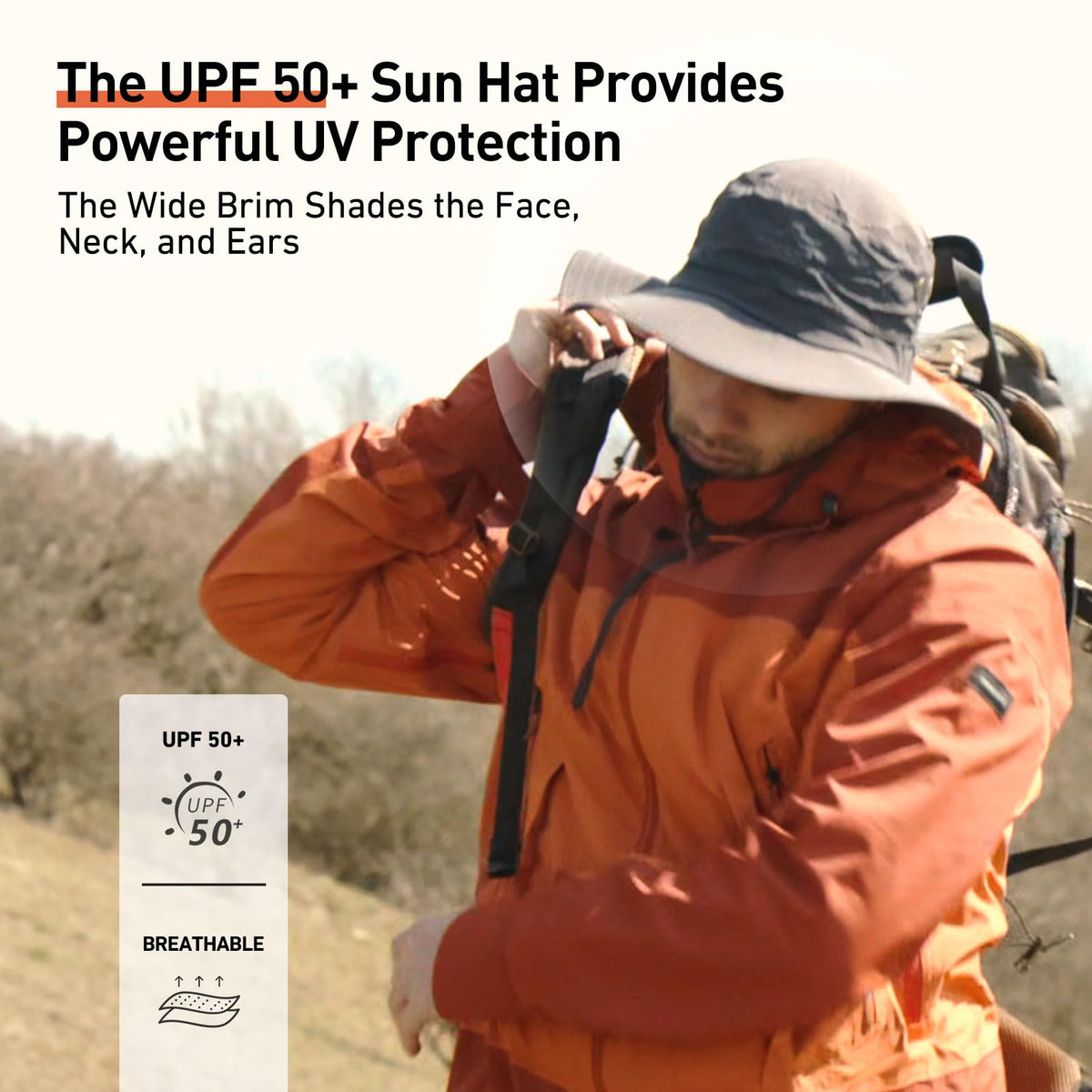 Comhats UPF 50 Sun Hats Wide Brim Summer Safari Hat Fishing Hiking Boonie Hats for Men Chin Strap Waterproof Navy Medium Large