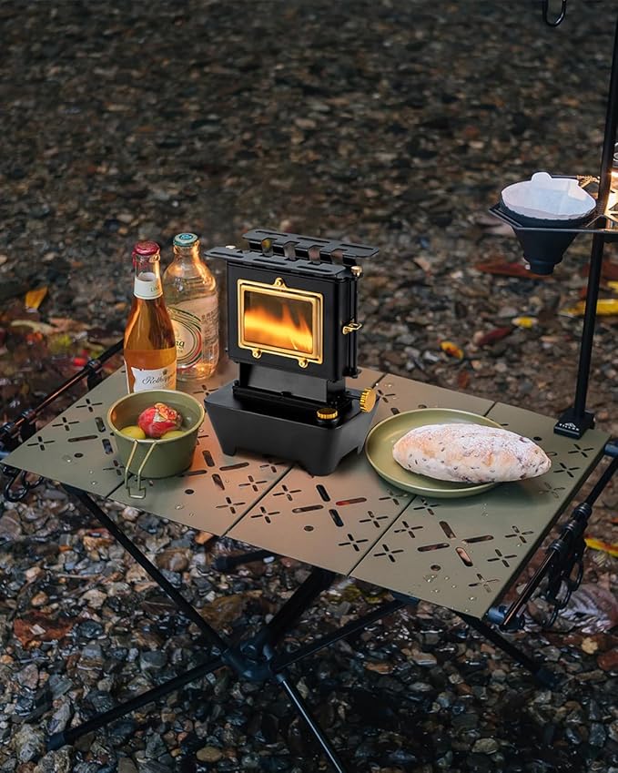 Camping Oil Lantern，Oil Lamp with Cooker Stove，Fuel Lamp for Outdoor，Portable Oil Lamp，Portable and Convenient for Heating and Cooking (Black)