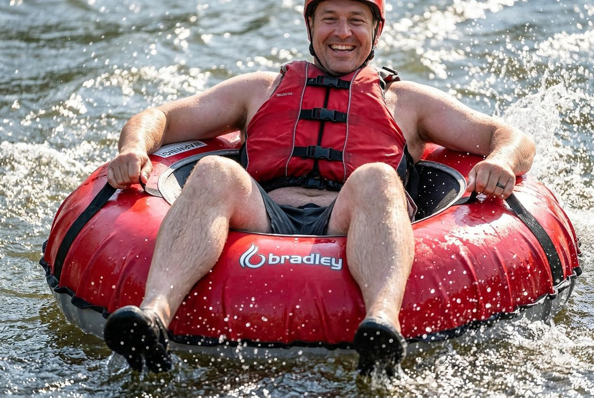 Pack of Two Bradley Heavy Duty Tubes for Floating the River; Whitewater Water Tube; Rubber Inner Tube with Cover for River Floating; Linking Tandem River Tubes; River raft Tube Red