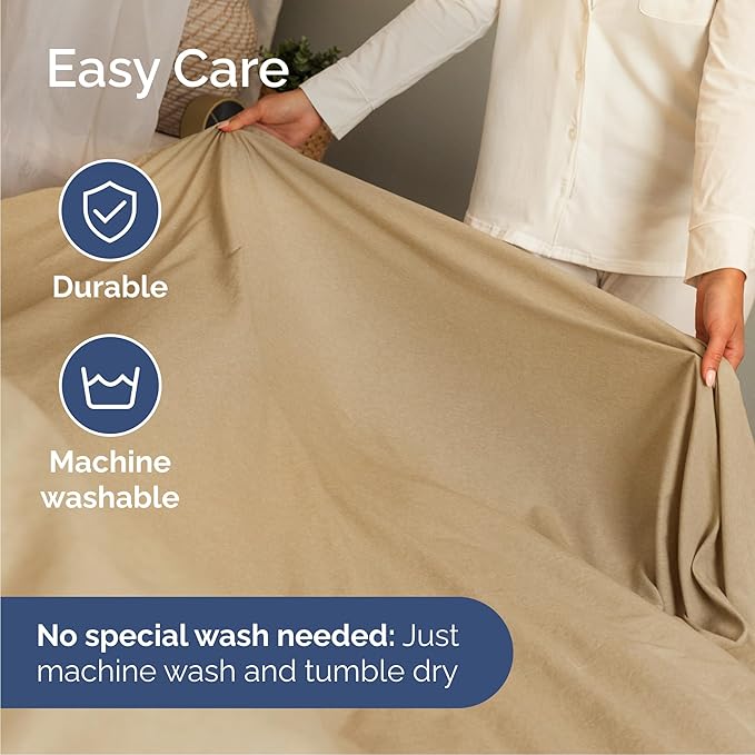 Cal King Size 4 Piece Sheet Set - Comfy Breathable & Cooling Bed Sheets Set - Hotel Luxury Bedding for Women, Men, Kids, Teens, Boys & Girls - Deep Pockets and Wrinkle Free - Tan (Heathered Sheets)