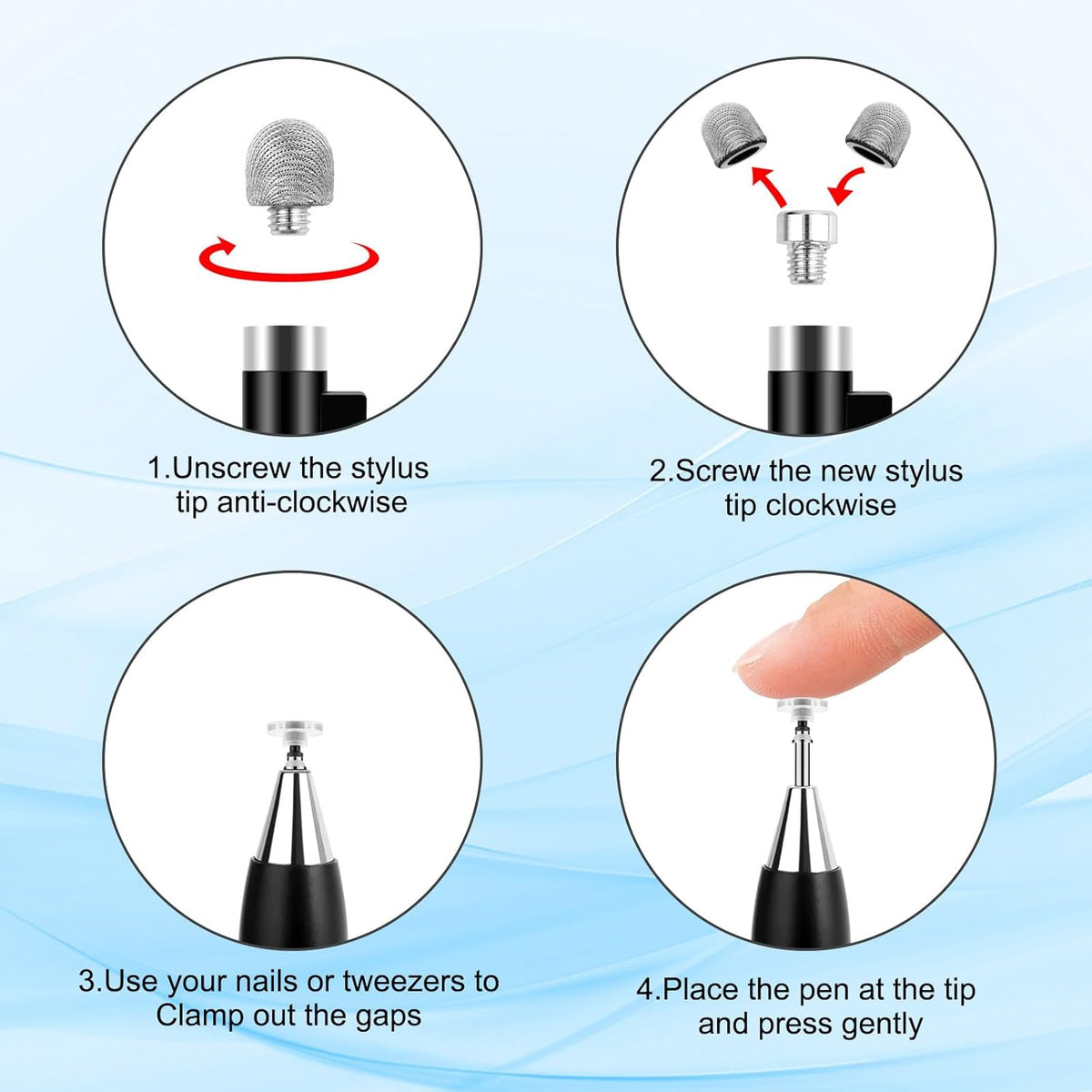 AULEEP 2-in-1 (2 Stylus (Fiber & Disc Tip) Stylus Pens for Touch Screen, High Sensitivity & Precision Capacitive Stylus
