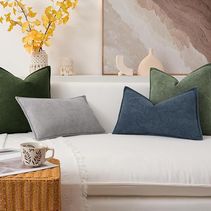 Kevin Textile Waterproof Decorative Pillow Covers Light Grey 18x18 Inch Pack of 2 Soft Boucle Textured Throw Pillowcases Elegant Accent Pillows for Couch Sofa Chair Bed Home Decor Indoor Outdoor