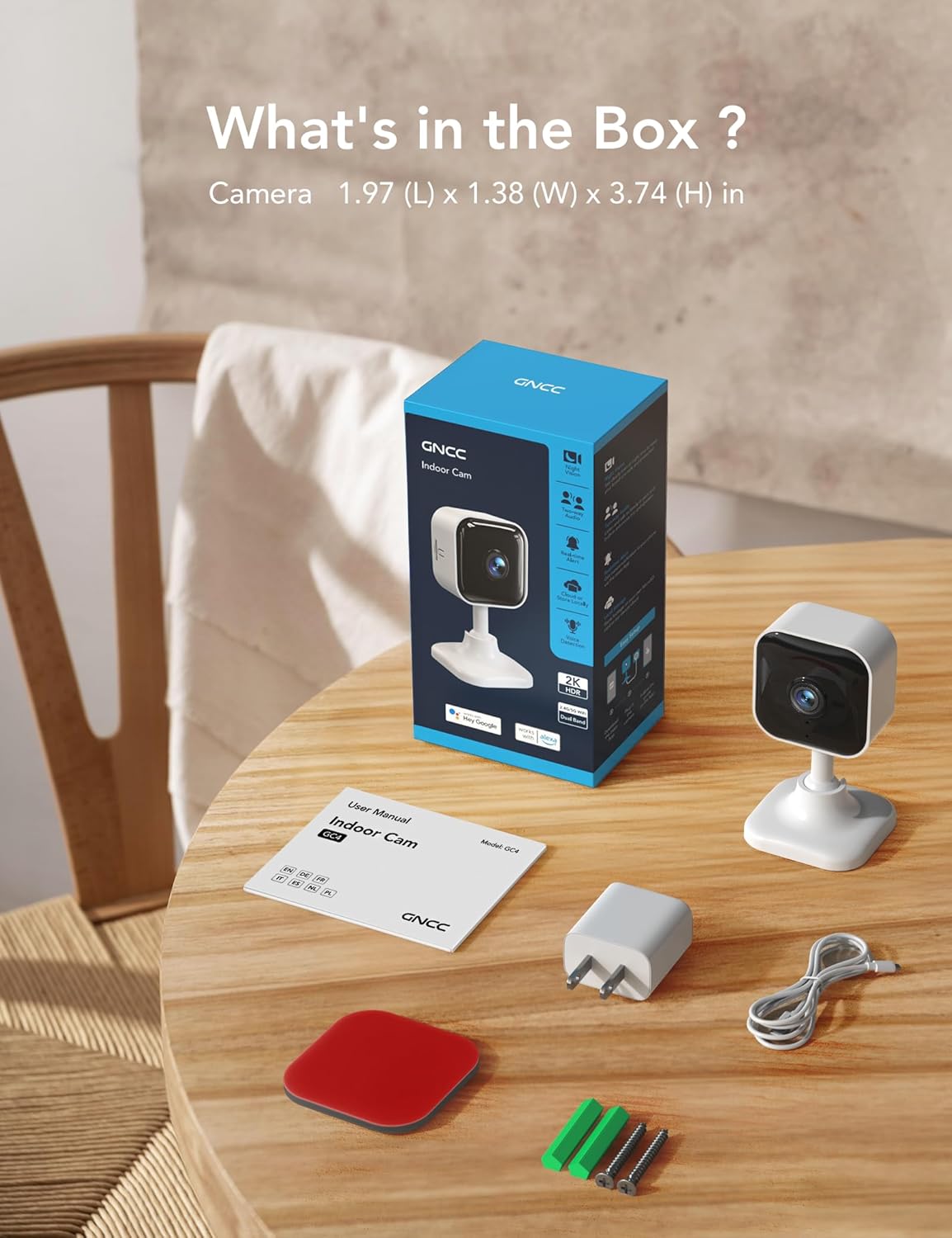 GNCC 2K GC4 Indoor Security Camera for Home, Pet Camera with Dual-Band WiFi, Mini Dog Cam with Phone App, Motion
