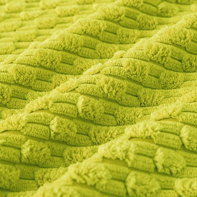 Kevin Textile Decorative Pillow Covers Set of 2 Striped Plush Corduroy Pillows Pillowcases Boho Home Decor Cushion Covers for Couch Sofa Bed Living Room 22x22 Inch, Christmas Green
