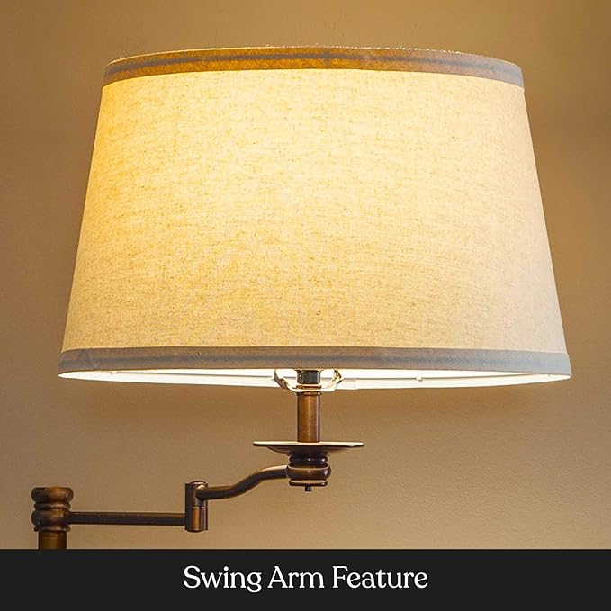 Brightech Caden LED Floor Lamp - Tall Standing Lamp with Swing Arm for Living Rooms & Offices - Industrial Bronze