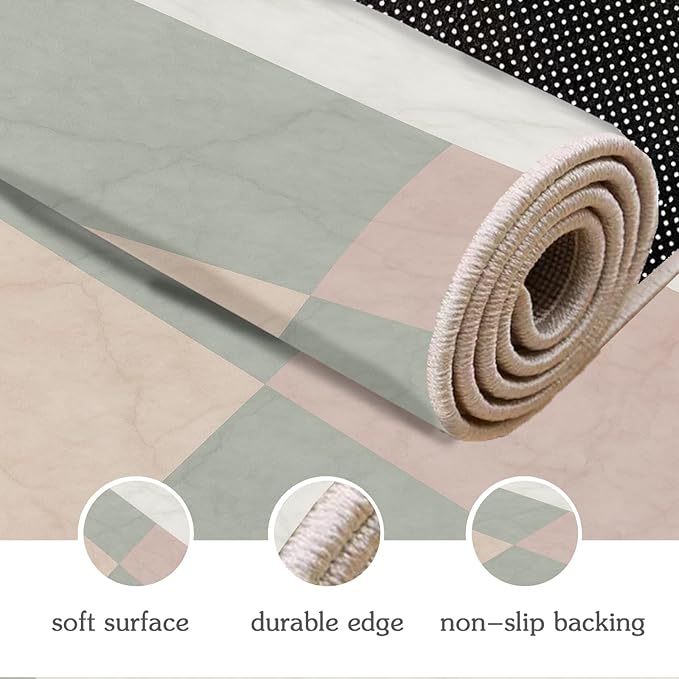 Modern Marble Rugs - 7x10 Area Rug, Minimalist Marble Area Rugs, Abstract Luxury Living Room Rug, Washable & Non Slip Large Rug Home Decor