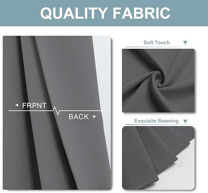 ChrisDowa Blackout Curtains 72 inches Long for Bedroom - 2 Panels Set Grommet Thermal Insulated Room Darkening Curtains for Living Room (Grey, 42 x 72 Inch)