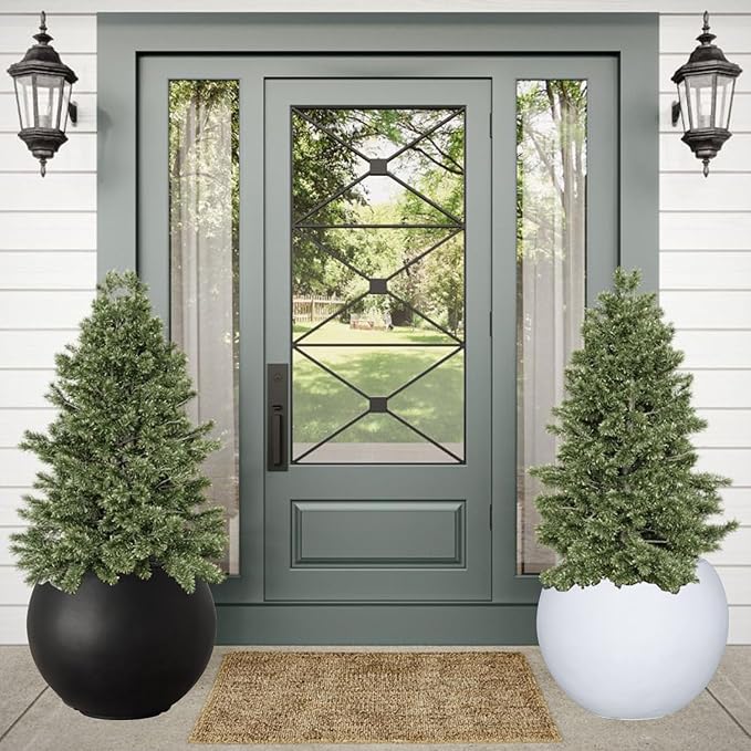 17 H x 21" Dia (15" Pot Opening) Round Fiberstone Planter with Drainage Hole, White, Indoor/Outdoor Large Plant Pot for Home Patio Garden, Ideal for Large Plants