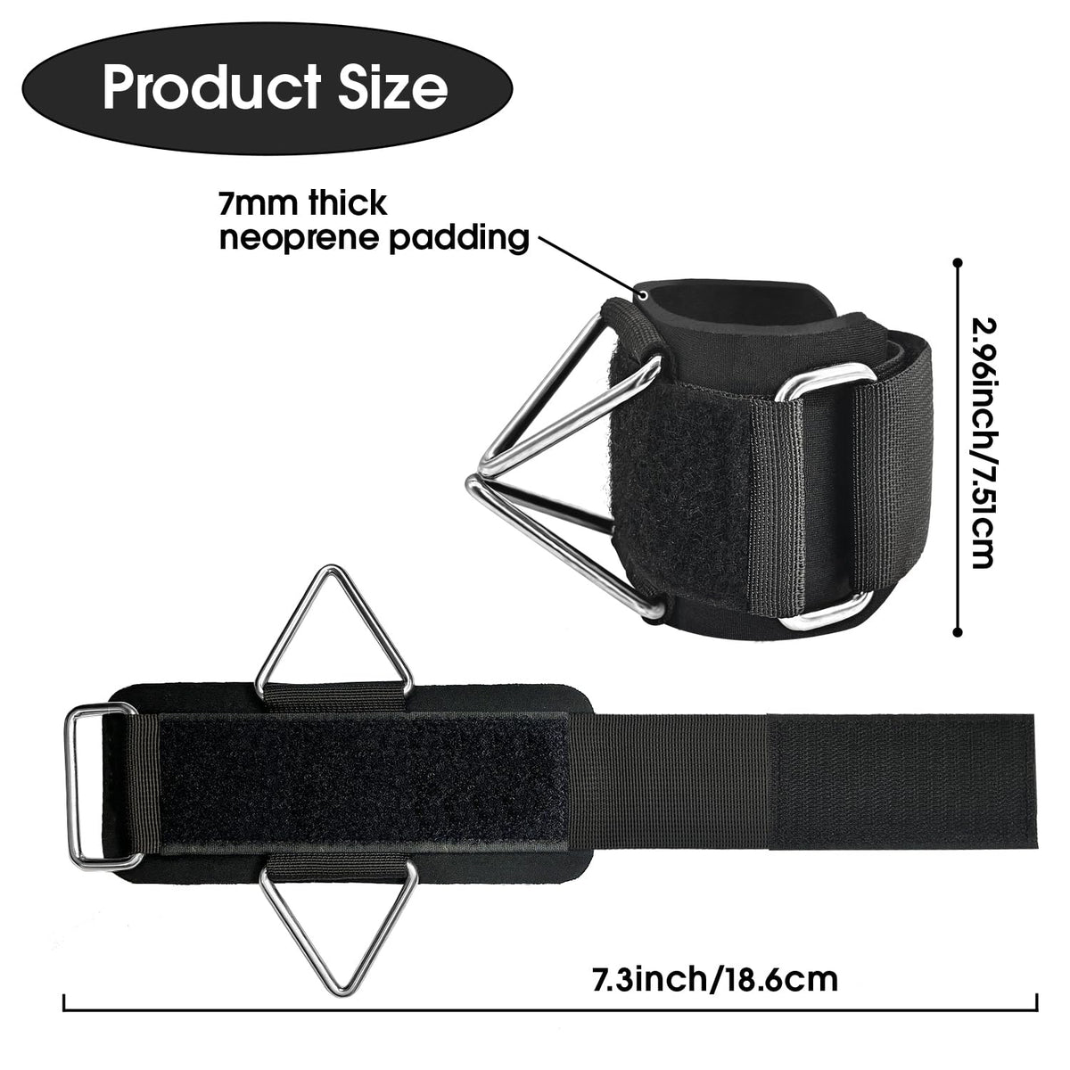 Kiadekoce Adjustable Wrist Cuffs for Cable Machine, Neoprene Padded Straps, 2 Pack Comfortable Wrist Strap, Fitness Strength Training Equipment Workouts for Men Women, Black