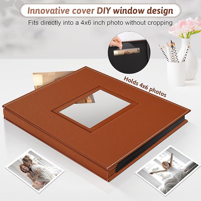 Popotop Photo Album 4x6 800 Pockets with Leather Hardcover Cover, Large Photo Album Binder Book with 80Pcs Pages for Family Travel Wedding Baby Gifts