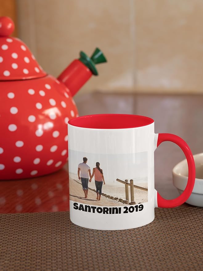 Personalized Coffee Mug | Custom Photo, Text, or Logo Cup (11oz, Red Rim, Inner, and Handle) |Dishwasher & Microwave Safe |Unique Gift for Men & Women –Taza Personalizada