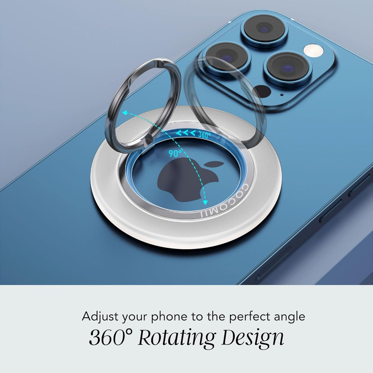 COCOMII 360 Magnetic Phone Ring Holder for MagSafe, Rotation Finger Grip Stand, Matte White
