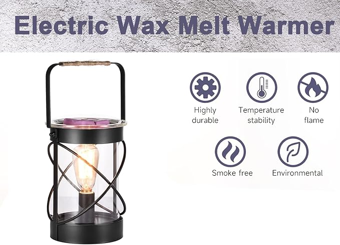 Electric Wax Warmer - Metal Wax Melting for Scented Wax, Edison Light Bulb Candle Wax Burner, for Home Decoration Office Wax Melting Melter, Gift (Retro, Metal Handle)