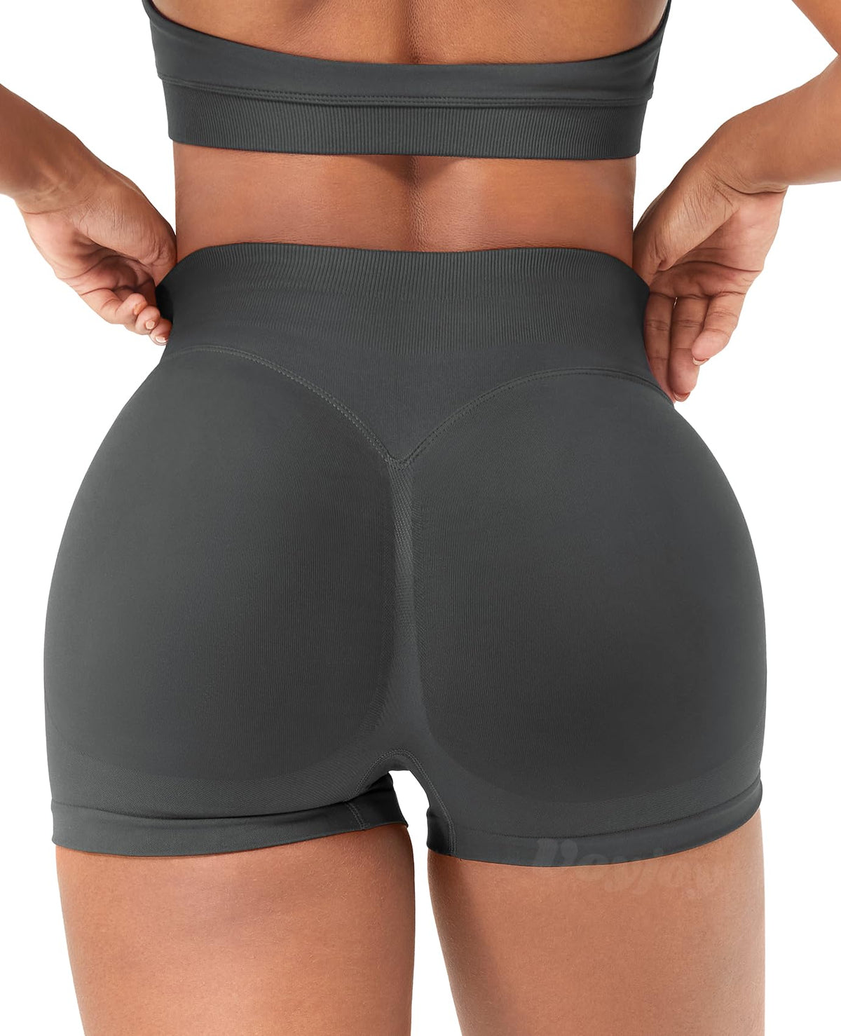 VOYJOY Women Workout Impact Shorts 2.5"/ 3.6"/ 4.5"/ 6" Scrunch Butt Lifting Gym Seamless Booty Biker Shorts Dark Grey