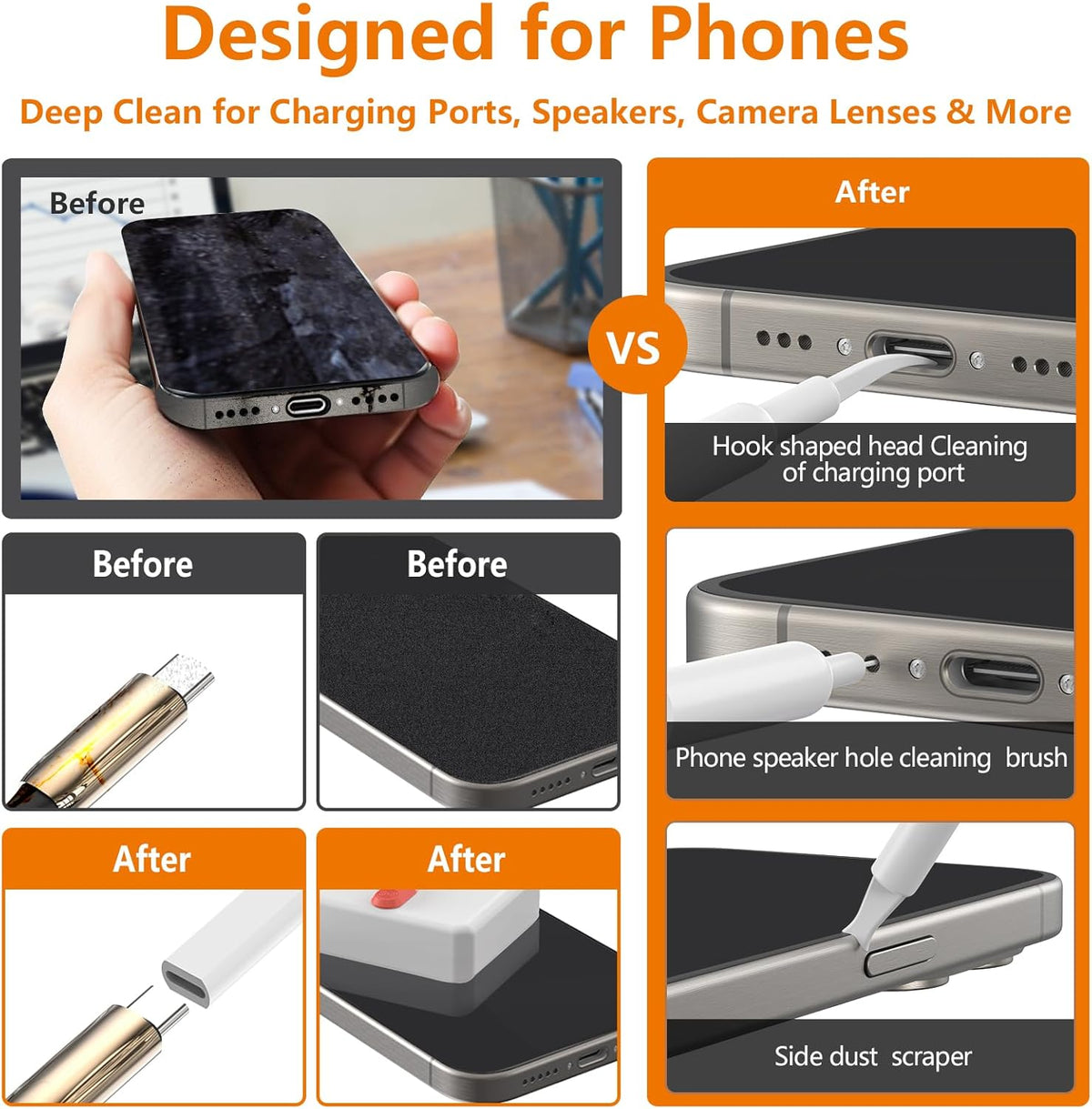 GintaXen Cell Phone Cleaning Kit, iPhone Cleaning Kit for Charging Port Cleaner Keyboard Cleaning Kit