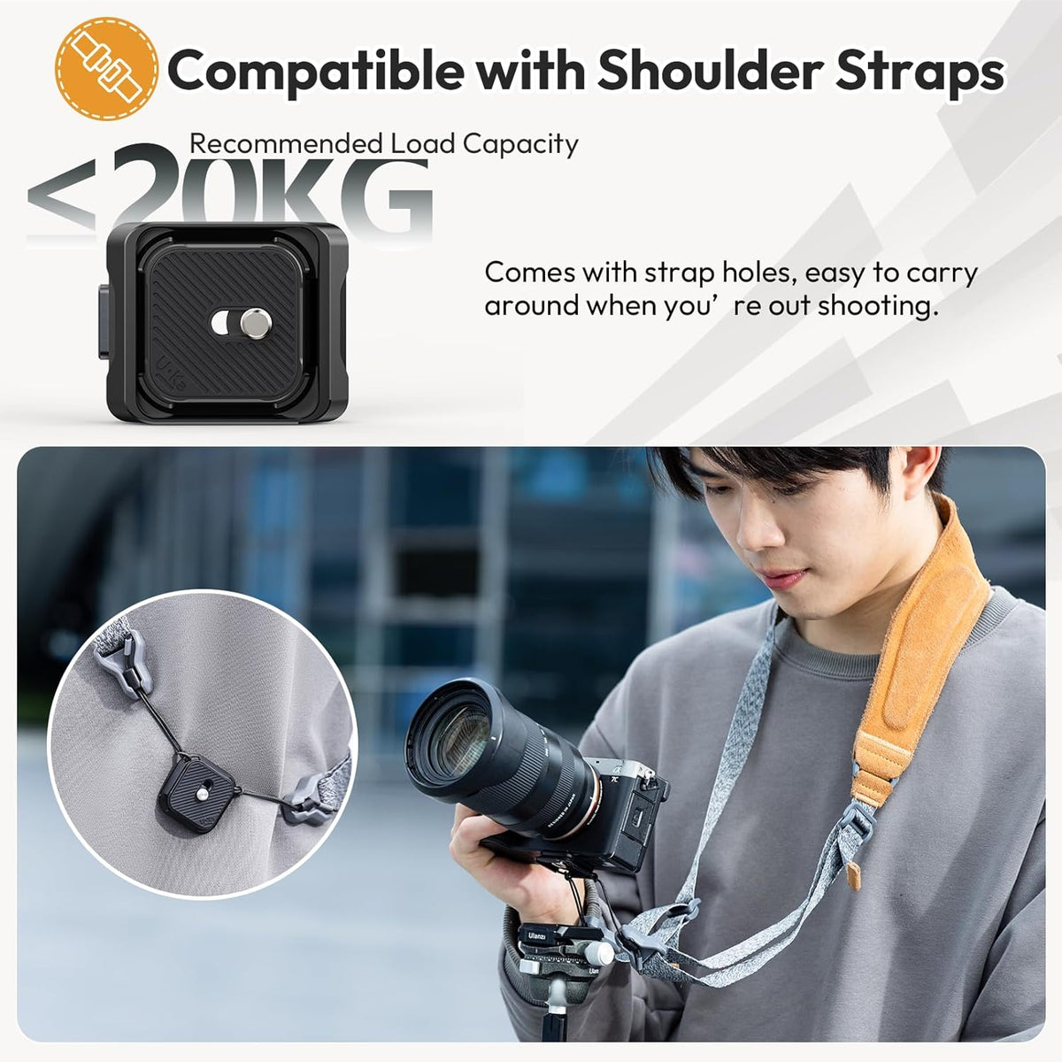 ULANZI UKA01 1/4''-3/8" 38mm 20kg Camera Quick Release Plate, Tripod Mount Adapter Camera Quick Release Kit w Screw