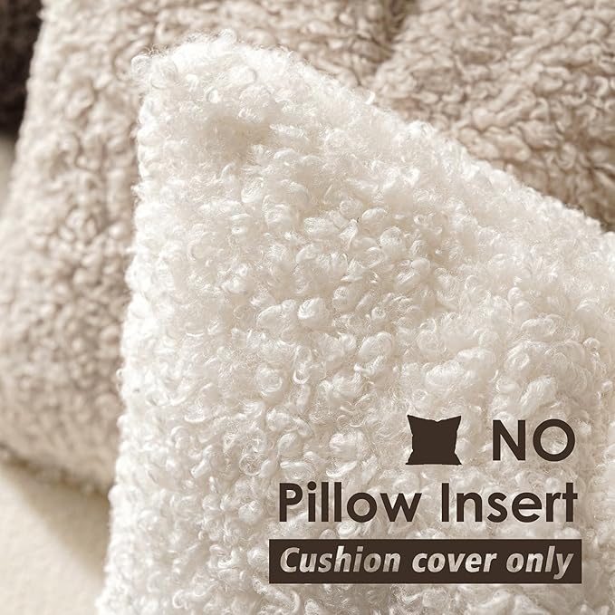 Foindtower 2 Pieces 20x20 Inch White, Faux Fur Throw Pillow Cover Accent Sherpa Pillow Fuzzy Soft Pillowcases Sheepskin Decorative Fleece Cushion Case for Bed Couch Living Room