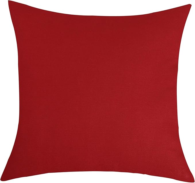 TangDepot Cotton Solid Throw Pillow Cover, 12 INCH x 12 INCH, Deep Red