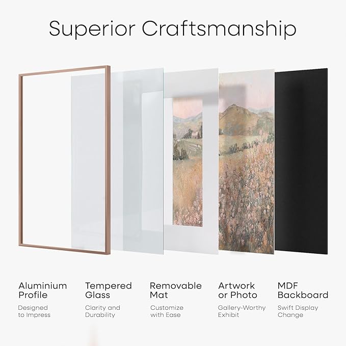 Homeforia 6x8 Picture Frame Mocha, High End Metal 6 x 8 Mocha Frames with Mat 5 x 7 for Art, 8x6 Desk Frame Matted to 5x7 inch Photo, 6 by 8 Wall or Tabletop Frames, Tempered Glass, Wall Kit, Set of 1