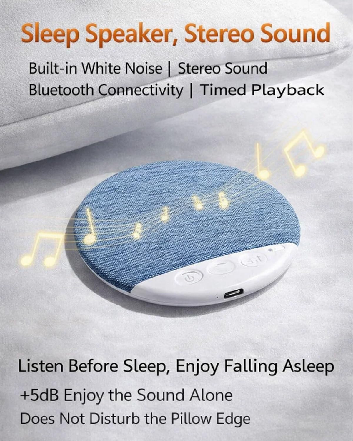 Generic Ultra Thin Bluetooth Pillow Speaker for Sleeping Under Bluetooths Flat Wireless Sleep Audio Mini Portable Soft