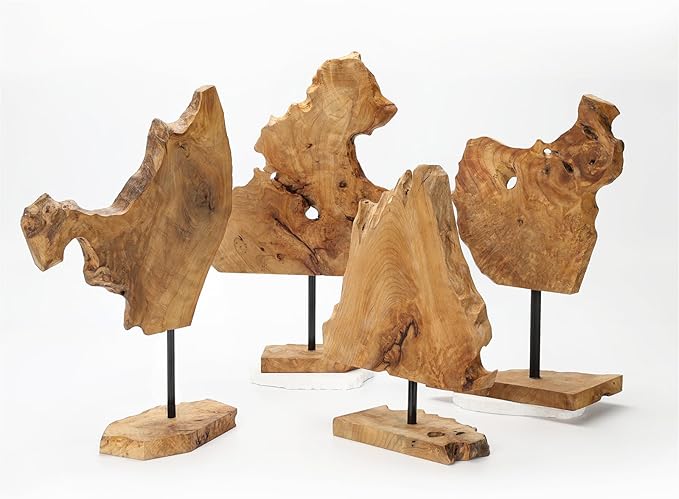 NAHARO Handcarved Root Wood Abstract Sculpture – Unique Rustic Tabletop Decor for Living Room,Entryway or Office, Eco-Friendly Wooden Art Gift