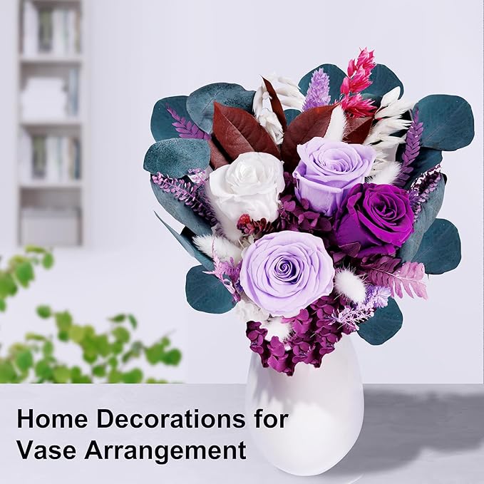 Flowers Gifts for Mom, Flower for Delivery, Preserved Roses Bouquets, Purple Roses, Birthday Gifts for Women, Mothers Day Flowers for Wife