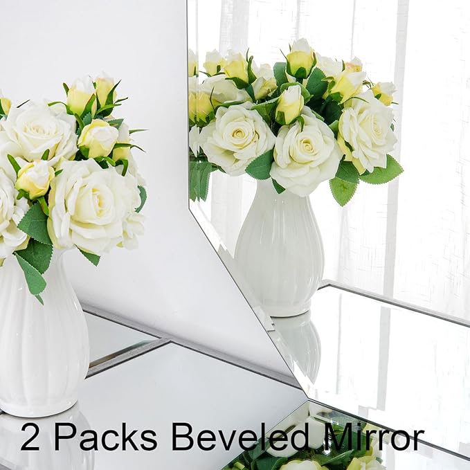 Chende 2 Packs Bathroom Mirror for Wall, 24"x30" Octagon Frameless Mirror with Beveled Edge, Vanity Mirror for Bathroom Living Room Bedroom Vertical or Horizontal