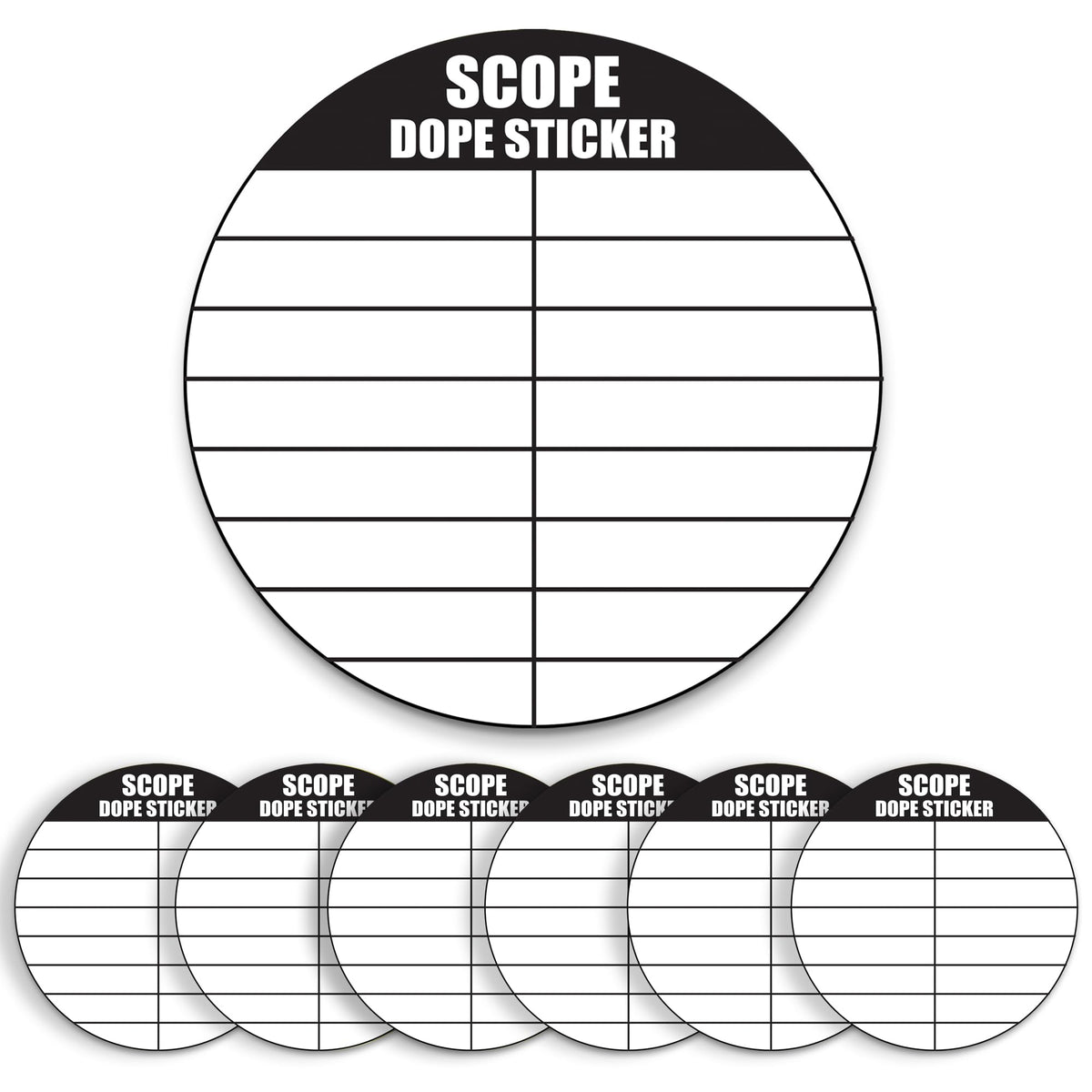 12 Writable Scope DOPE Stickers for Shooting -Fits Most Rifle Scope Caps