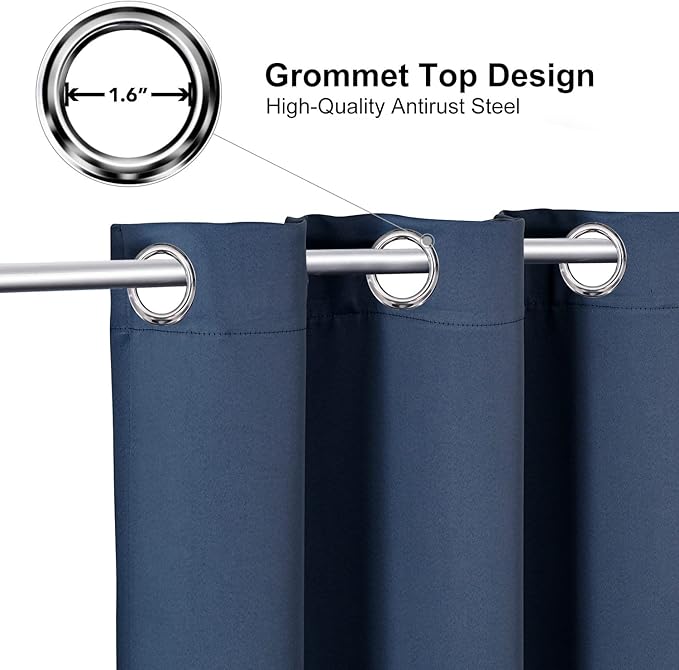 ChrisDowa Small Window Curtains 40 inches Long for Bedroom - Grommet Short Thermal Insulated Room Darkening Curtains for Kitchen (2 Panels, Stone Blue, 29 x 40 Inch)