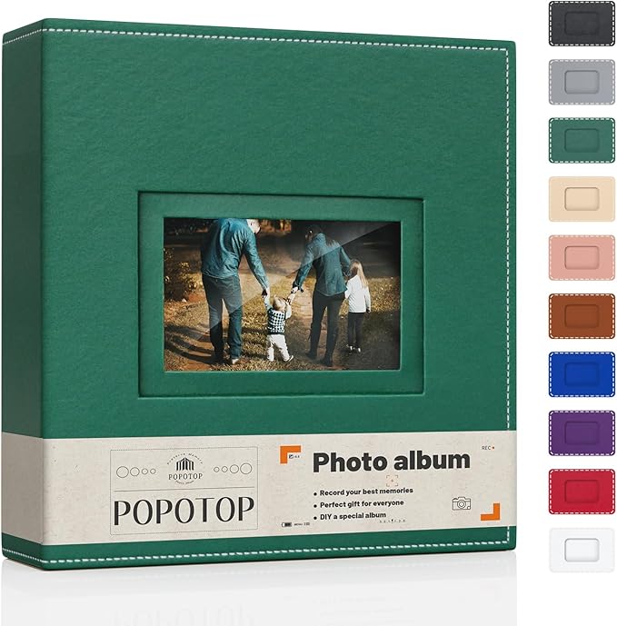 Popotop Photo Album 4x6 300 Pockets with Leather Hardcover Cover, Small Photo Album Holder Book with 50Pcs Pages for Family Travel Wedding Baby Gifts