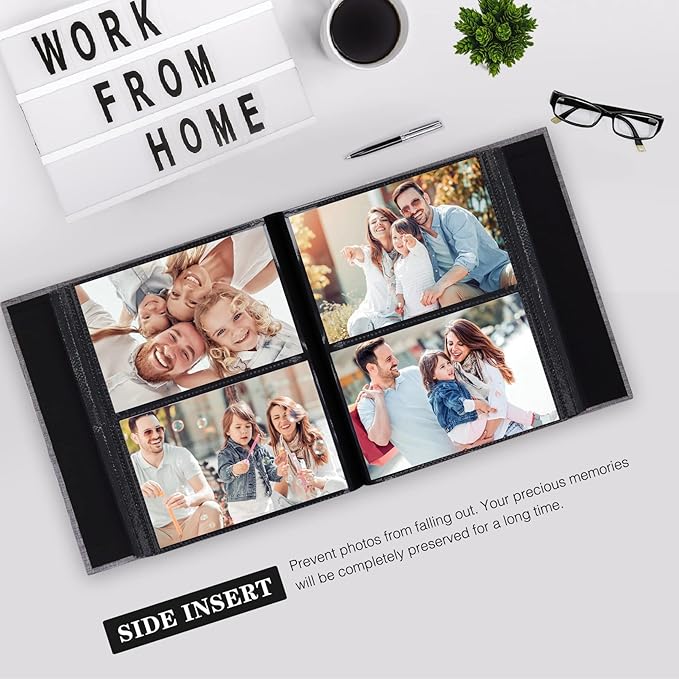 Mublalbum Small Photo Album 4x6 200 Photos Linen Cover Picture Book with Horizontal Pockets for Wedding Family Anniversary and Baby (Gray)