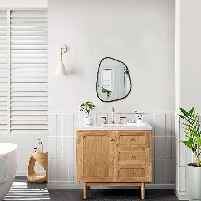 Irregular Asymmetrical Mirror Wall Mounted, Unique Vanity Mirror, Shaped Dressing Mirror Decorative for Living Room, Bathroom, Bedroom, Entryway Wall Decor 14"x10"