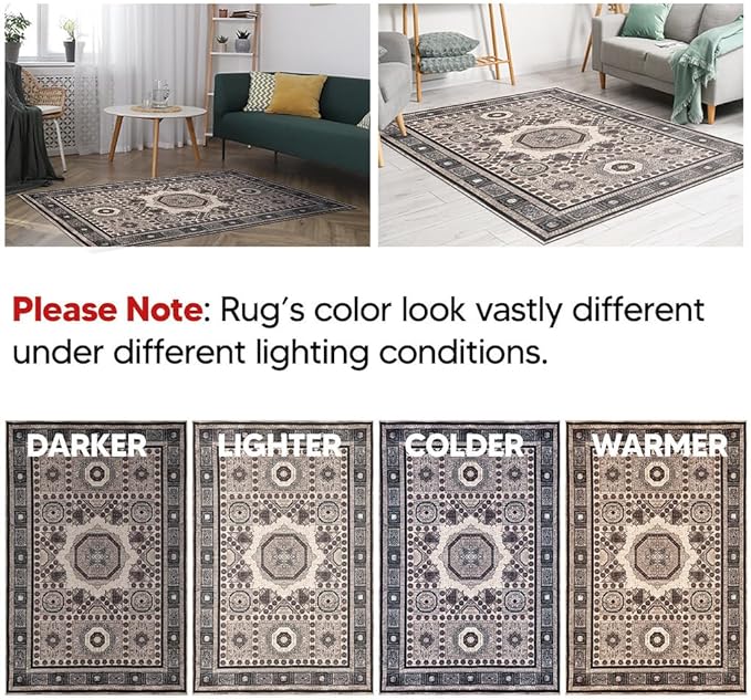 Keen Home Design 2x10 Rug - Machine Washable Runner Rug with Non-Slip Backing, Ideal for Hallway, Entryway, Kitchen, Laundry Room - Vintage, Easy Clean, Durable, Low Pile - (2'6" x 10')