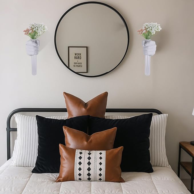 2 Pieces Wall Sculptures, Hands Vase Home Decor, Wall Mount Art Sculpture, Unique Wall Art Statue, Funky Flower Vase Decorations, Modern Eclectic Hanging Decor,Hands Statue (White)