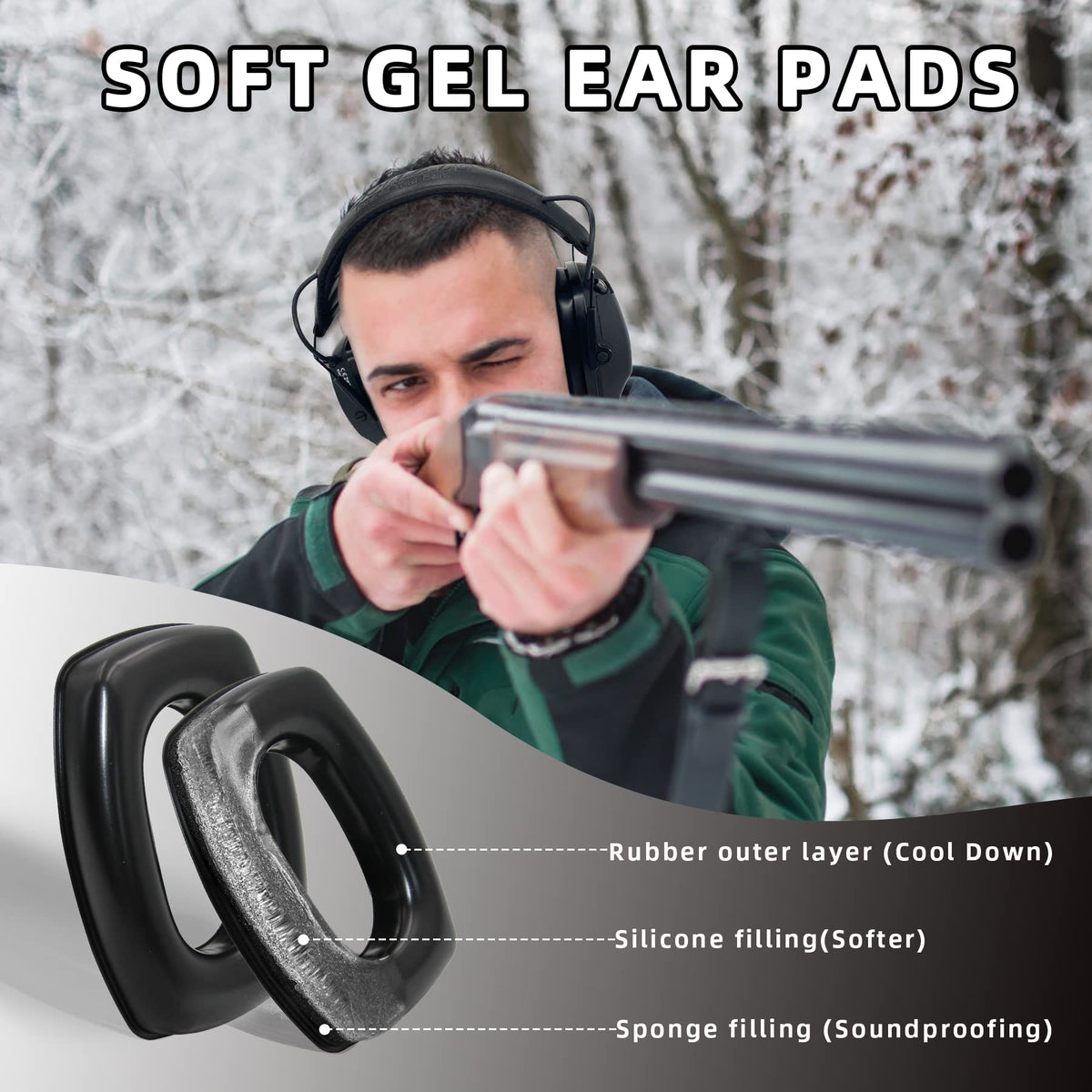 ZOHAN EM054 Electronic Ear Protection for Shooting Range with Sound Amplification Noise Reduction, Plus Soft Silicone Ear Pads (Black-GJ)