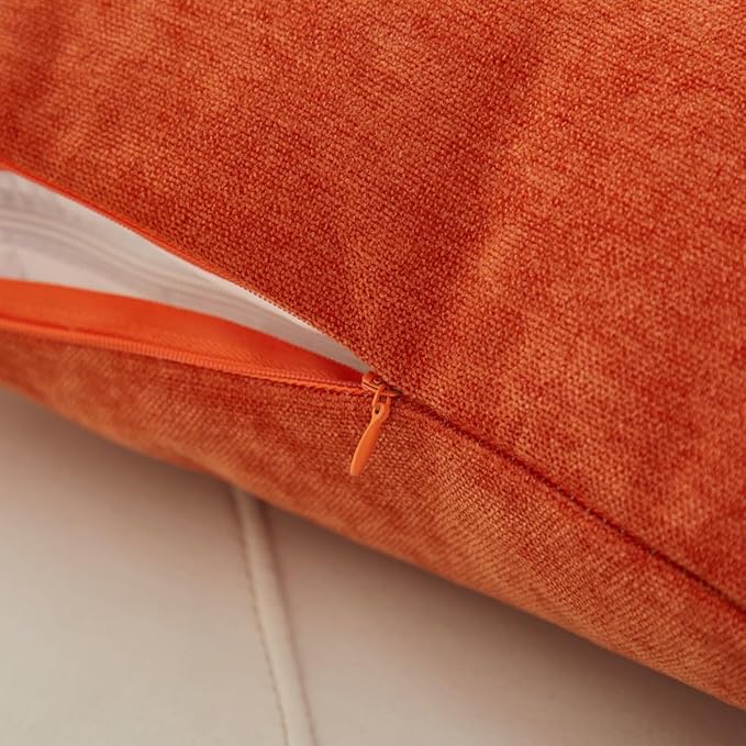 Sunday Praise Set of 2 Soft Chenille Cozy Throw Pillow Covers 20x20 Inch Solid Decorative Cushion Cases Farmhouse Accent Square Pillow Case for Couch Sofa Chair Bed Living Room Home Decor,Burnt Orange