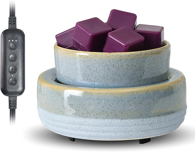 Candle Wax Melt Warmer with Timer Ceramic Electric Wax Melt 4-in-1 Oil Burner Adjusting Temperature Fits Yankee Large Jar Scented Candle for Home Decor Birthday Gifts for Women Mom Grandma Girls