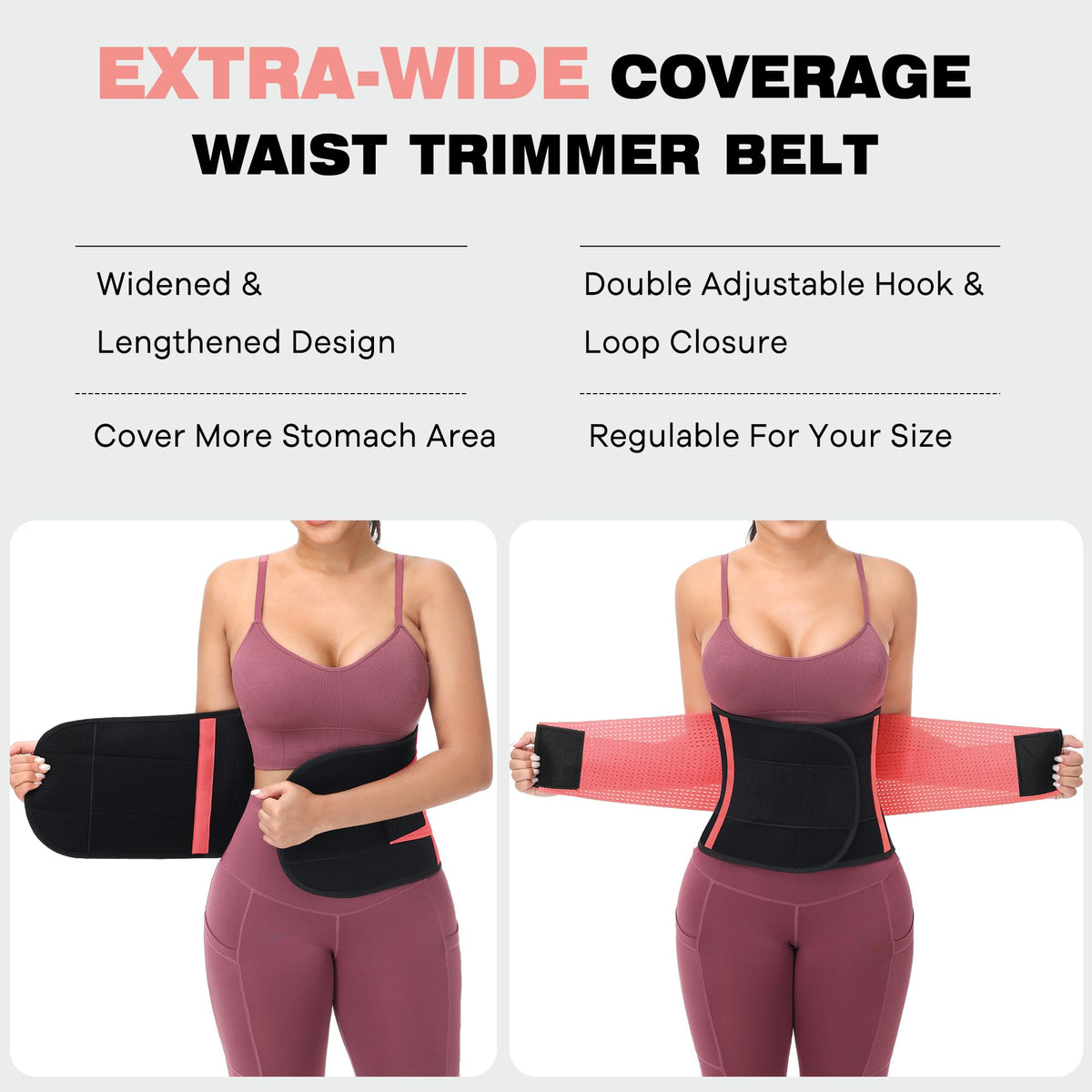 VENUZOR Waist Trainer Belt for Women - Waist Cincher Trimmer - Slimming Body Shaper Belt - Sport Girdle Belt (UP Graded)(Pink,XX-Large)