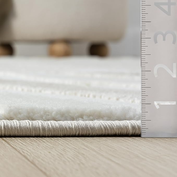 Abani Beige Area Rug - 6' x 9' - Living Room & Bedroom - Abstract Wave Design - Indoor Use - Easy to Clean, Stain Resistant, Non-Shedding - Neutral Collection