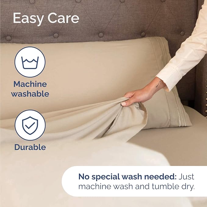 Twin Size 3 Piece Sheet Set - Comfy Breathable & Cooling Bed Sheets Set - Hotel Luxury Bedding for Women, Men, Kids, Teens, Boys & Girls - Deep Pockets, Ultra-Soft and Wrinkle Free - Oeko-Tex - Cream