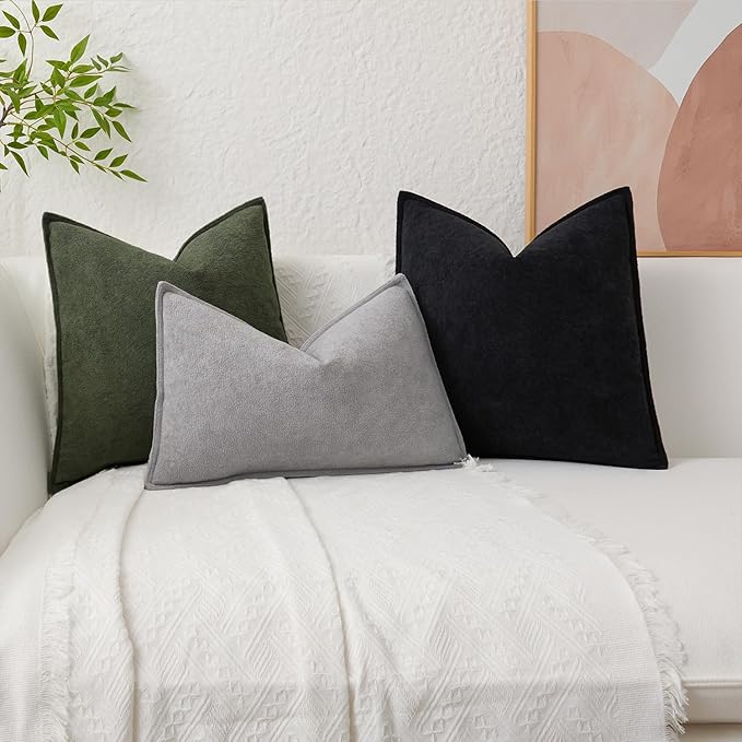 Kevin Textile Waterproof Decorative Pillow Covers Light Grey 16x16 Inch Pack of 2 Soft Boucle Textured Throw Pillowcases Elegant Accent Pillows for Couch Sofa Chair Bed Home Decor Indoor Outdoor