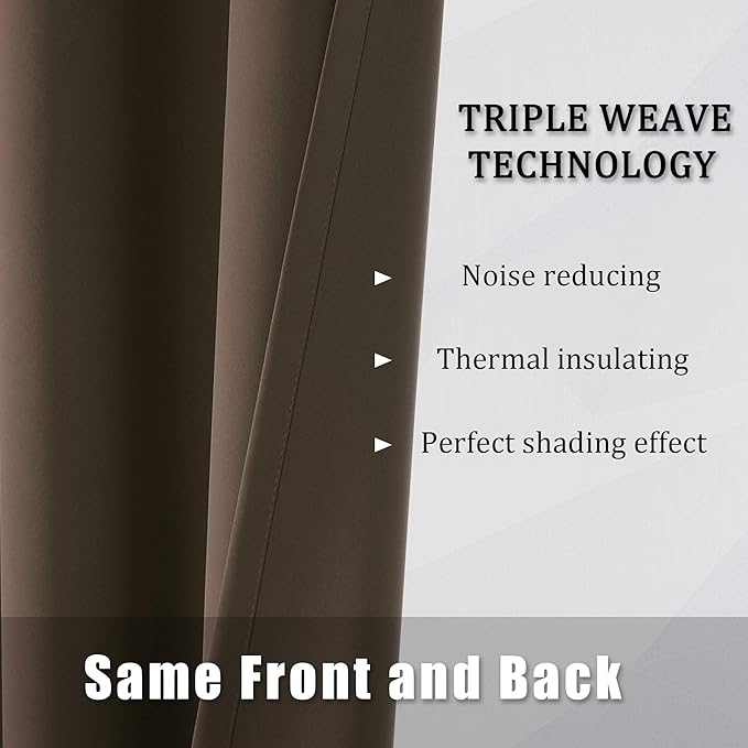 DUALIFE Brown Curtains 84 Inches Long Coffee Color Blackout Curtains with Grommet Thermal Insulated Room Darkening Solid Widow Curtain Panels/Drapes for Bedroom 52x84 Inch 2 Panels