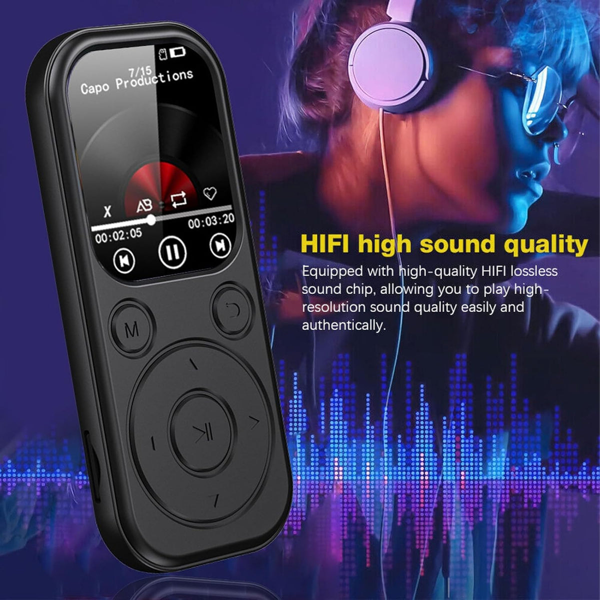Zunate 128GB MP3 5.4, 2.01 Inch MP3 10,000+ 500mAh (32G HiFi Player with Bluetooth Screen Digital Music Player