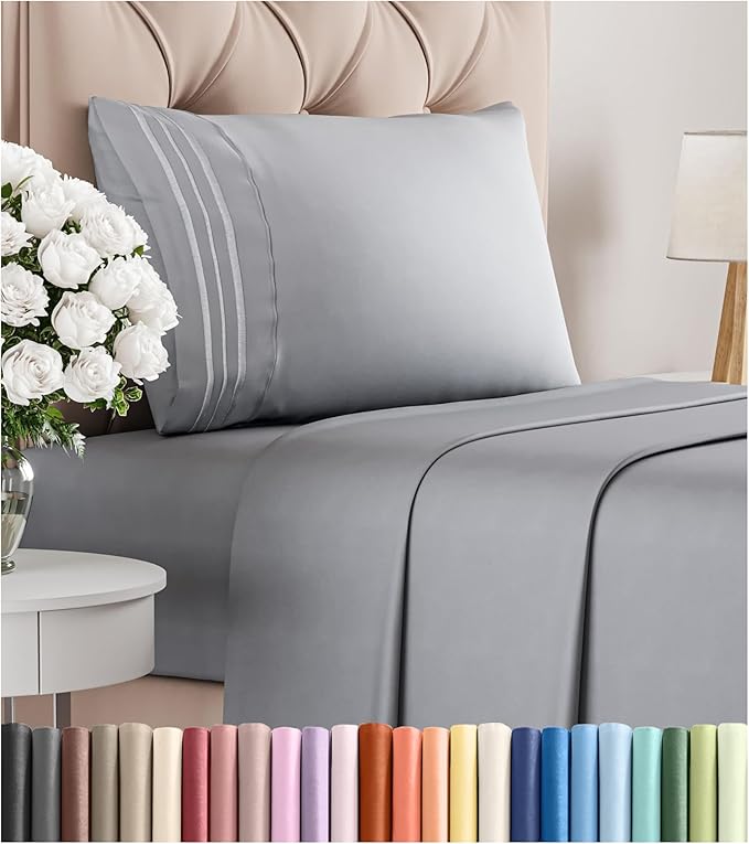 Twin XL Size 3 Piece Sheet Set - Comfy Breathable & Cooling Bed Sheets Set - Hotel Luxury Bedding for Women, Men, Kids, Teens, Boys & Girls - Deep Pockets, Soft, Wrinkle Free - Oeko-Tex - Steel Blue
